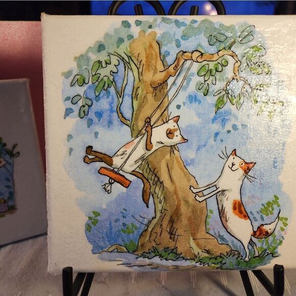 DECOUPAGE CANVAS PRINTS WHAT ARE FRIENDS FOR 4 PIECE SET - Picture 3 of 4